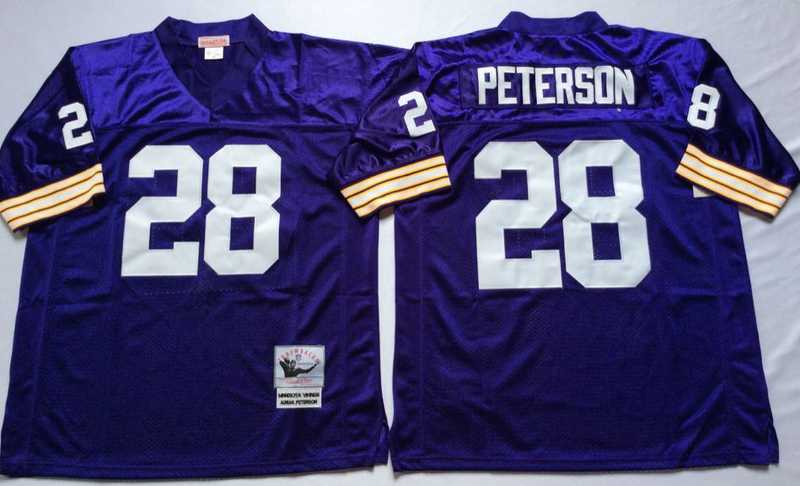 Vikings 28 Adrian Peterson Purple M&N Throwback Jersey->nfl m&n throwback->NFL Jersey